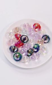 10Pcs Plating Colorful Acrylic Beads UFO Shaped Spacers Beads For Jewelry Making DIY Decorations Keychain Bracelet Accessories
