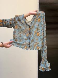 chaqi | Retro Sheer Design Bell Sleeves Jacket Short Coat