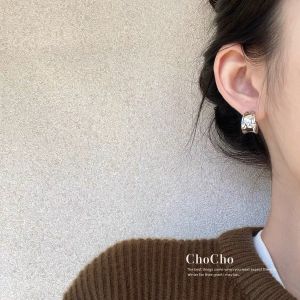 925 Silver Ruched Stud Earrings for Women Elegance Fashion Simplicity Special-Interest Design Fancy Cold Wind 2024 New Earrings