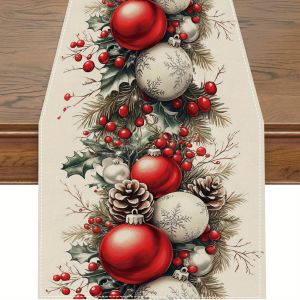 VIKAMA Winter Solstice & Christmas Theme Table Runner Festive Gathering Chinese Restaurant Winter Solstice Party Decorations