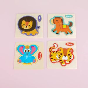 Earlier Educational Wooden Jigsaw Puzzles for Baby Animal Puzzles for Kids Cartoon Wooden Toy