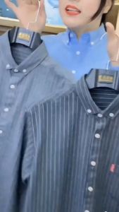 Cotton Striped Long sleeves Formal Shirts Fashion Business Lapel Tops
