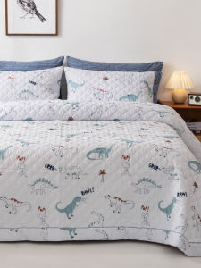 ผ้าคลุมเตียงแบบสามชิ้นผ้าฝ้ายหนาสไตล์เกาหลีลายการ์ตูนสำหรับฤดูใบไม้ผลิ ฤดูร้อน ฤดูใบไม้ร่วง ฤดูหนาว ผ้าคลุมเตียงแบบสองด้านสำหรับนอนบนพื้น