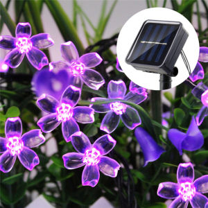 5/7/12/22M Solar Fairy String Light Sakura Garlands Peach Flower CherryLED Lamp For Wedding Party Garden Christmas Outdoor Decor
