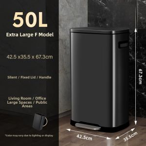 Large Capacity Stainless Steel Foot Pedal Trash Can for Kitchen And Living Room Home Use Commercial Use New 2025 Model
