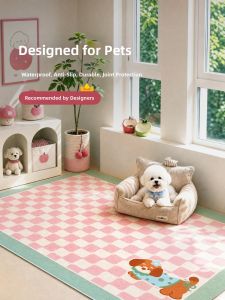 YUNHAOBUYI | Pink Checkered Non-slip Waterproof Pet Mat