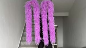 6PLY 2M Taro Purple Ostrich Feathers Boa Trim Shawl for Party Wedding Scarf Decor Clothes Sewing Fluffy Ostrich Plumes Accessory