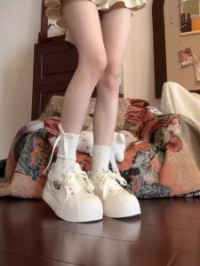 Low-Top Round-Toe Canvas Shoes Womens Cloud Shoes Summer New Style Casual Sports Versatile Thick-Heeled Canvas Shoes