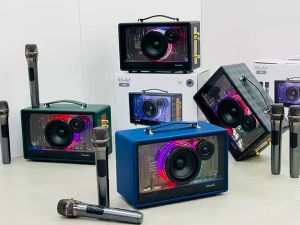 Loa Karaoke Peterhot A66 Kèm 2 Micro Cao Cấp LED Theo Nhạc Âm Thanh Đỉnh Bass Căng Loa Karaoke A66 Thiết Kế Cực Đẹp