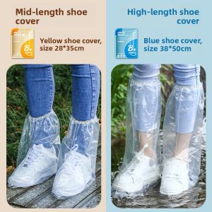 MONLEYTA | Disposable Rain Boot Covers Thick Plastic Outdoor Use Waterproof Slip-On Shoe Covers Transparent High-Tube Boot Covers For Rain