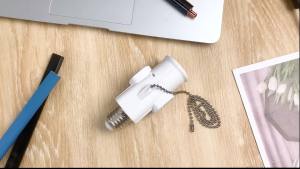 3 Prong E26 Light Socket to Plug Adapter White Heat Resistant Light Socket 2/3 Prong Outlet Light Bulb Plug Splitter Converter for Garage Porch CCTV Camera (1 Pack)