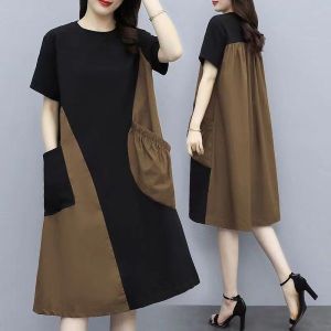 Womens Extra Large 8XL Dress Summer New Loose and Slim A-line Dress Covering The Belly and Fashionable Casual Dress