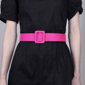 Red Belt Womens No Hole Leather Belt Needle-Free Skirt Dress Slim Waist Belt Versatile Cowhide Skirt Simple Style Youth Fashion
