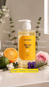 MOODEN Morning Reset Body Wash 500ml | Mood-Lifting Floral Fruity Citrus Scent | Niacinamide + Centella