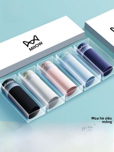 MiiOW | Mens Ice Silk Briefs Breathable Thin Antibacterial Underwear Summer Comfortable Boxer Shorts Flat Angle Design Large Size