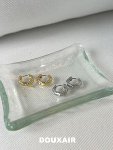 Small Silver Metal Bamboo Node Ear Cuffs Double Sided Fashionable Versatile Women's Earrings Stylish Temperament Hoops