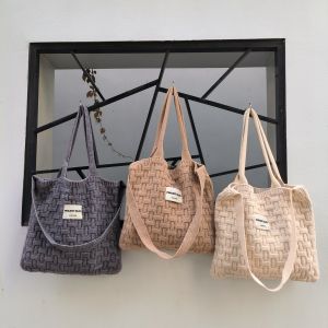 Autumn Winter Knitted Tote Bag Crossbody Bag Korean Style Commuting Class Single Shoulder Bag Womens Handbag Fashionable Casual