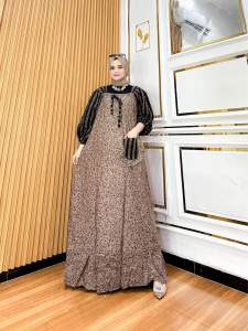 Gamis fuji | gamis kombinasi motif | gamis super jumbo bahan rayon adem