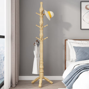 Solid Wood Floor Bedroom Coat Rack New Chinese Style Living Room Simple Floor Clothes Hanger Simple Modern Household Hangers