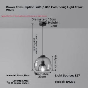 Nordic Modern Simple Restaurant Glass Single Head Bedroom Bedside Small Pendant Lamp Bar Counter Pendant Light Creative Home Decor