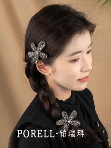 Platinum New Full Diamond Flower Hair Clip Womens High-End Duckbill Hair Clip Fringe Headwear Elegant Crystal Hair Accessories