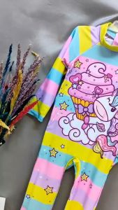 Kids Summer Fashion One-piece Longsleeve Rashguard High Quality Dri-Fit Summerwear Swimming Costume Rashguard with Cap for Kids Girls