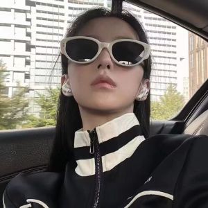 Black and White Japanese Style Cat Eye Sunglasses Xiaohongshu Same Style Sunglasses 2024 New Arrival Ins Internet Celebrity Concave Shape Photography Female