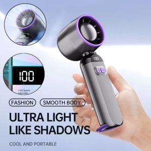 Mini Portable Hand Fan 100 Wind Speeds 6000mAh USB Battery Rechargeable LED Digital Display TravelCampingOutdoor