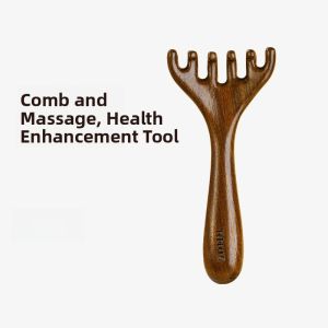 Rhodos Sandalwood Deer Antler Head Massage Meridian Comb Health Care Hair Brush Five Claw Scalp Trigger Acupuncture Tool