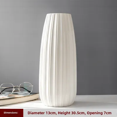 White Minimalist Ceramics Vase for Dry Flower Arrangement Decor