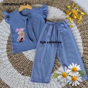 Terbaru//Setelan Baju Barbie Viral Anak Perempuan Usia 1-7 Tahun Bahan Knit Hornet