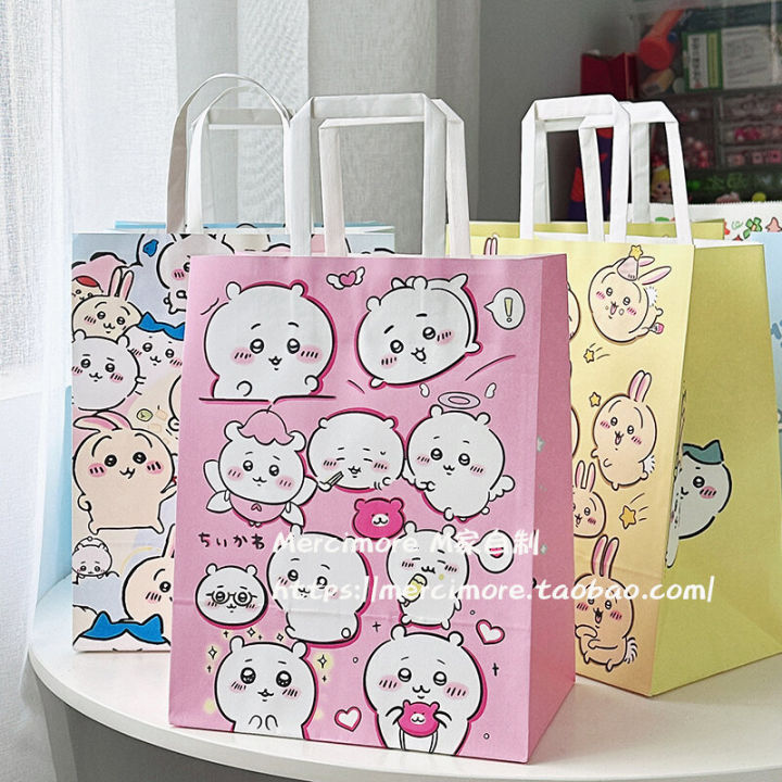 Cute Cartoon Large Capacity Handheld Gift Bag Kawaii Paper Bag Girl Heart Design Eco-Friendly Customizable National Delivery