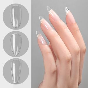 MELEDE 100pcs box Kuku Palsu Full Cover Model Pendek Untuk Nail Art/ Kuku Palsu Akrilik Polos Matte Panjang Kuku Palsu Extension Natural Nail Art