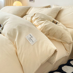 Nordic Style Pure Cotton Bedding Set Simple Solid Color Duvet Cover Bed Sheet Bed Canopy 100% Cotton Dormitory Three Piece Set