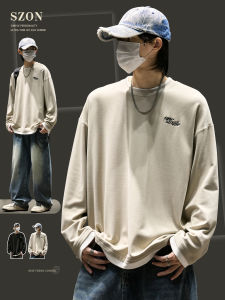 เสื้อสเวตเตอร์คอปกกลมแขนยาวฤดูใบไม้ผลิและฤดูใบไม้ร่วง ดีเวลโล่ ตกแต่งด้วยการปัก เสื้อตัวบนสไตล์อเมริกันแบบลำลอง