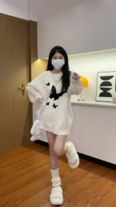 Soft Glutinous Gentle Butterfly Idle Style New Autumn and Winter Sweaters Female Loose Retro Mink-like Wool Sweet and Spicy Knitwear Thick
