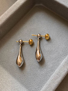 CAFFTI | Luxurious Gold Silver Metal Teardrop Unique and Fashionable Earrings