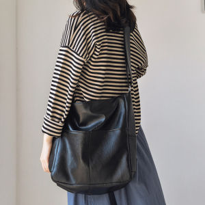 Korean Style PU Leather Single Shoulder Bag for Women College Students Class Crossbody Bag Casual Pure Color Zipper Closure