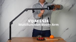 Ulanzi Vijim LS24 Desk Mount Camera Light and Microphone Stand Boom Arm with Phone Clip for Vlogging and Videography