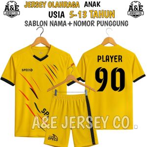JERSEY OLAHRAGA ANAK USIA 5-13 TAHUN GRATIS SABLON NAMA+NOMOR