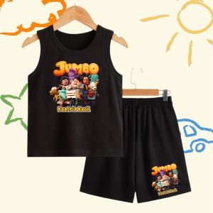 Setelan anak uniseks singlet jumbo set fashion anak laki-laki & perempuan gambar jumbo lucu usia 2-9 tahun atasan + celana pendek