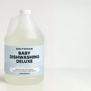Smithson Baby Dishwashing Liquid Soap 1 Gallon Deluxe Unscented – Premium Grease-Cutting Formula for Sparkling Clean Dishes Gentle on Hands Tough on Oil and Residue Ideal for Home Business and Bulk Use