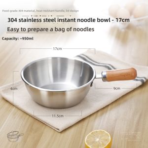 Dorm Student 304 Stainless Steel Handle Noodle Soup Bowl