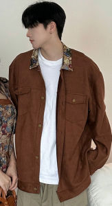 Spring Autumn Suede Jacket Short Coat for Couples Unique Design Sensation with Strap Dress Two Pieces Set Youth Trendy Style