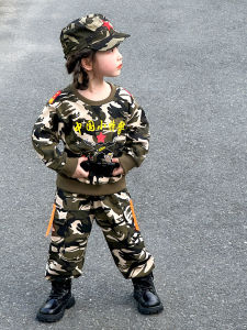 ชุดสองชิ้นคอตั้งลายพรางสำหรับเด็กผู้หญิง ชุดลำลองฤดูใบไม้ผลิ 2025 ชุดเด็กผ้าฝ้าย ชุดสเวตเตอร์ ชุดเด็ก ชุดสองชิ้น