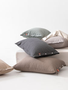 Washed Pure Cotton Pillowcase Button Design Japanese Style Single Person Bedding Cover Durable Cotton Fabric Fitted Pillowcase