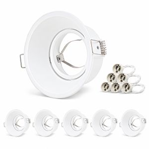 JOYINLED 6PCS LED Recessed Downlight Frames with GU10 Lamp Holder Adjustable Ceiling Spotlights 85mm Cutout Round Fittings