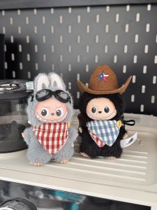 Mini Western Cowboy Outfit Cloth Doll Clothes Hat Set for 10cm Doll Password Series Collectible Toys Fabric Material
