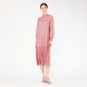 Fall Loose Lacy Mohair Blend A-Line Long Sleeve Dress