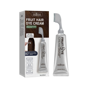 EELHOE | Fruit Hair Dye Cream Cover Gray White Hairs Enhance Black Shiny Easy To Color Reduces Fading Moisturizing Comb Hair Dye 3 Colors